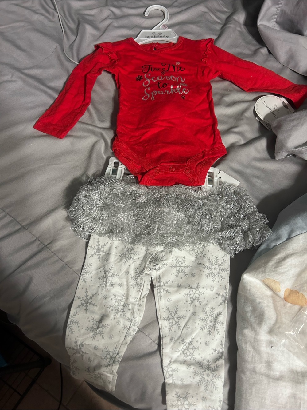 Koala Baby Toddlers Girl 2-Piece "Tis The Season To Sparkle" Bodysuit a Snowfl
